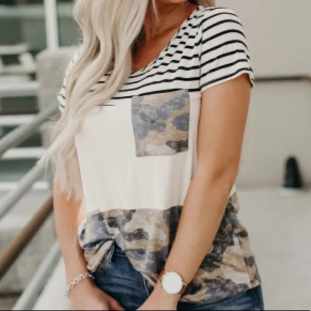 Camo Colorblock Pocket Tee - Picture 2 of 7